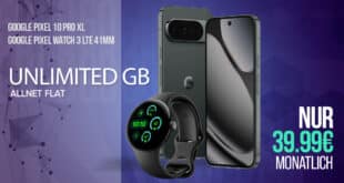 Google Pixel 10 Pro XL & Pixel Watch 3 für einmalig 89 Euro mit unlimited Allnet Flat und 150 Euro Bonus nur 39.99 Euro monatlich