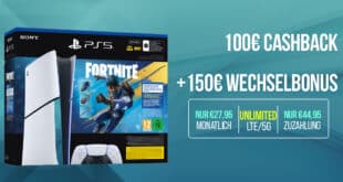 PS5 PlayStation 5 Slim - Fortnite Flowering Chaos Bundle mit Telekom unlimited Allnet Flat und 150 Euro Wechselbonus und 100 Euro Cashback nur 27.95 Euro monatlich