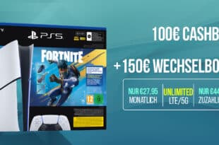 PS5 PlayStation 5 Slim - Fortnite Flowering Chaos Bundle mit Telekom unlimited Allnet Flat und 150 Euro Wechselbonus und 100 Euro Cashback nur 27.95 Euro monatlich