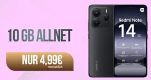 Xiaomi Redmi Note 14 5G 256GB für einmalig 49 Euro mit 10GB Allnet Flat nur 4.99 Euro monatlich