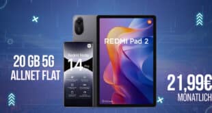 Xiaomi Redmi Note 14 Pro & Redmi Pad 2 für einmalig 25 Euro mit 20GB Allnet Flat nur 21.99 Euro monatlich