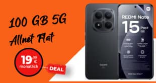 Xiaomi Redmi Note 15 Pro+ 5G (PlusVersion) für einmalig 129.95 Euro mit 100GB Allnet Flat nur 19.99 Euro monatlich
