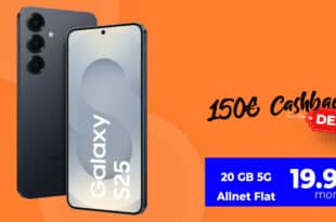 Black Friday Deal – Samsung Galaxy S25 mit 20GB Allnet Flatrate und 150 Euro Cashback nur 19.99 Euro monatlich