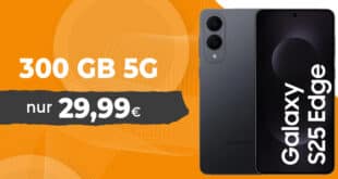 Samsung Galaxy S25 Edge für einmalig 139 Euro mit 300GB Allnet Flat und 150 Euro Bonus nur 29.99 Euro monatlich