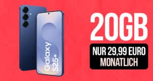 Samsung Galaxy S25+ (S25Plus) für einmalig 79 Euro mit 20GB Allnet Flat (+999GB Datasnack) und 100 Euro Wechselbonus nur 29.99 Euro monatlich