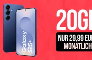 Samsung Galaxy S25+ (S25Plus) für einmalig 79 Euro mit 20GB Allnet Flat (+999GB Datasnack) und 100 Euro Wechselbonus nur 29.99 Euro monatlich