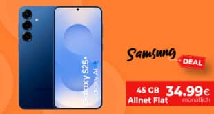 Samsung Galaxy S25+ 512GB (S25Plus) für einmalig 99 Euro mit 45GB Allnet Flat und 100 Euro Wechselbonus nur 34.99 Euro monatlich