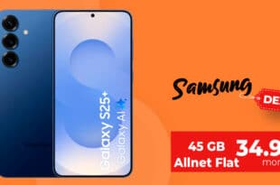 Samsung Galaxy S25+ 512GB (S25Plus) für einmalig 99 Euro mit 45GB Allnet Flat und 100 Euro Wechselbonus nur 34.99 Euro monatlich