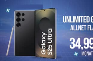 Samsung Galaxy S25 Ultra für einmalig 209 Euro mit unlimited Allnet Flat und 150 Euro Bonus Guthaben nur 34.99 Euro monatlich