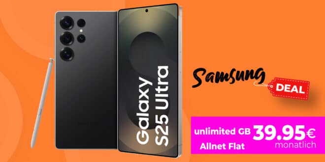 Samsung Galaxy S25 Ultra für einmalig 139 Euro mit Telekom unlimited Allnet Flat und 100€ Online Bonus nur 39.95 Euro monatlich