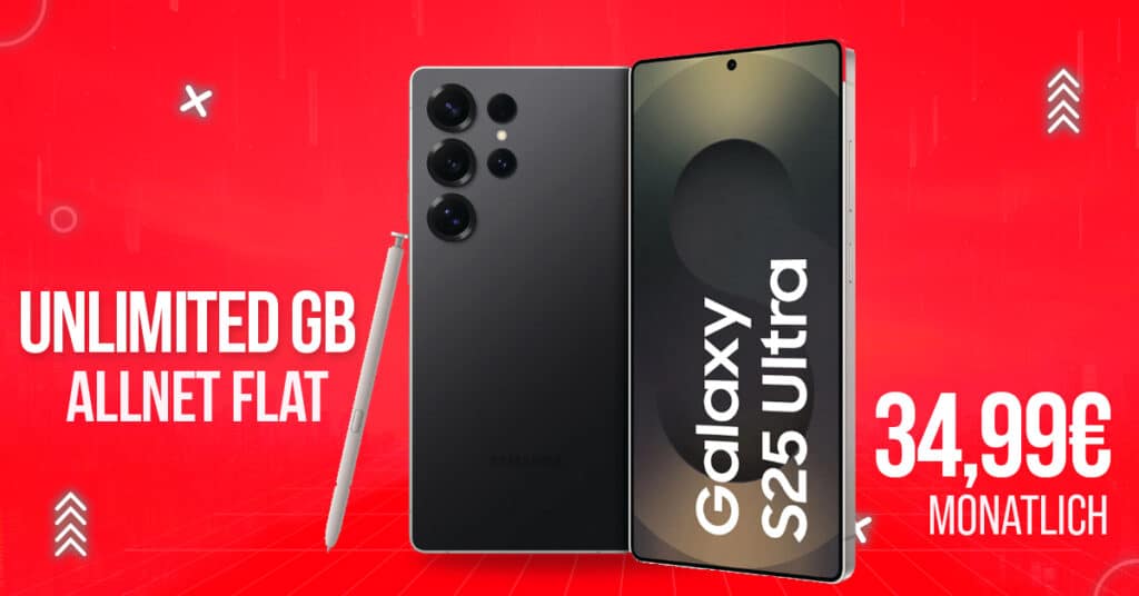 Samsung Galaxy S25 Ultra für einmalig 109 Euro mit Vodafone unlimited Allnet Flat und 100 Euro Wechselbonus nur 34.99 Euro monatlich
