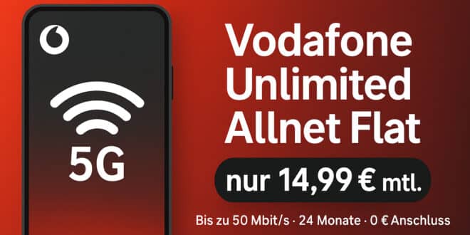 Vodafone Unlimited Allnet Flat für nur 14.99 € mtl. – einer der stärksten Deals 2025!