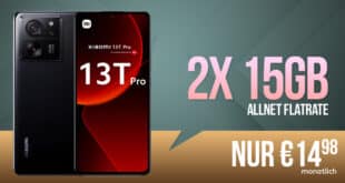 Xiaomi 13T Pro 512GB mit 2x 15GB Allnet Flat nur 14.98 Euro monatlich