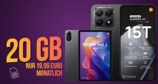 Xiaomi 15T & Xiaomi Redmi Pad 2 mit 20GB Allnet Flat und 50 Euro Wechselbonus nur 19.99 Euro monatlich