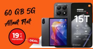 Xiaomi 15T & Xiaomi Redmi Pad 2 mit 60GB Allnet Flat nur 19.99 Euro monatlich