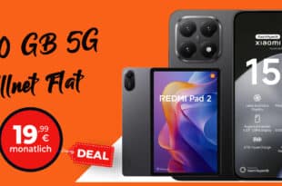 Xiaomi 15T & Xiaomi Redmi Pad 2 mit 60GB Allnet Flat nur 19.99 Euro monatlich