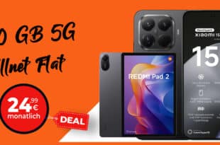 Xiaomi 15T Pro & Xiaomi Redmi Pad 2 mit 80GB Allnet Flat nur 24.99 Euro monatlich