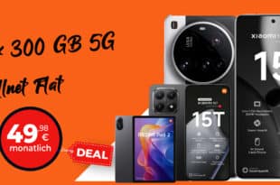Xiaomi 15 Ultra & Xiaomi 15T & Redmi Pad 2 für einmalig 299 Euro mit 2x 300GB Allnet Flat nur 49.98 Euro monatlich