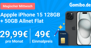 Tages-Deal - iPhone 15 für einmalig 49 Euro mit 50GB Allnet Flat und 150 Euro Wechselbonus nur 29.99 Euro monatlich