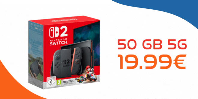 Nintendo Switch 2 Black inkl. Mario Kart World für einmalig 49 Euro mit 50GB Allnet Flat nur 19.99 Euro monatlich