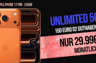 iPhone 17 Pro für einmalig 499 Euro mit o2 unlimited on demand und 150€ Guthaben nur 29.99 Euro monatlich