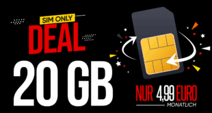 monatlich kündbar - 20GB Allnet Flat nur 4.99 Euro monatlich - Dank Cashback 6 Monate kostenlos