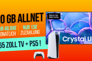 Samsung UHD 4K 65 Zoll TV & PS5 PlayStation 5 Digital Slim mit 20GB 5G Allnet Flatrate nur 48.99 Euro monatlich