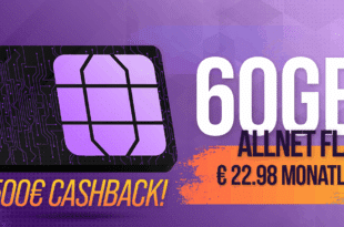 60GB Allnet Flat für 22.98 Euro monatlich mit 500 Euro Cashback
