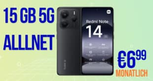 Xiaomi Redmi Note 14 5G 256GB für einmalig 29 Euro mit 15GB Allnet Flat nur 6.99 Euro monatlich