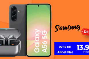 Samsung Galaxy A56 256GB & Samsung Galaxy Buds3 Pro mit 2x 15GB Allnet Flat nur 13.98 Euro monatlich