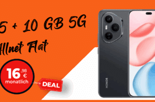 Honor 400 Pro 512GB mit 15GB Allnet Flat (+10GB extra SIM) nur 16.98 Euro monatlich