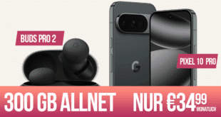 Google Pixel 10 Pro & Pixel Buds Pro 2 für einmalig 29 Euro mit 300GB Allnet Flat und 150 Euro o2 Bonus nur 34.99 Euro monatlich