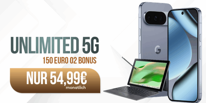 Google Pixel 10 Pro XL & Acer Chromebook Tab 311 für einmalig 99 Euro mit o2 unlimited Allnet Flat und 150 Euro Bonus nur 54.99 Euro monatlich