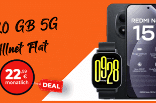 Xiaomi Redmi Note 15 Pro 5G & Watch 5 Active mit 20 GB Allnet Flat nur 22.99 Euro monatlich