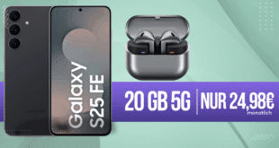 Samsung Galaxy S25 FE & Galaxy Buds3 Pro mit 20GB Allnet Flat (+10GB extra SIM) und 50 Euro Wechselbonus nur 24.98 Euro monatlich