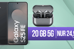 Samsung Galaxy S25 FE & Galaxy Buds3 Pro mit 20GB Allnet Flat (+10GB extra SIM) und 50 Euro Wechselbonus nur 24.98 Euro monatlich