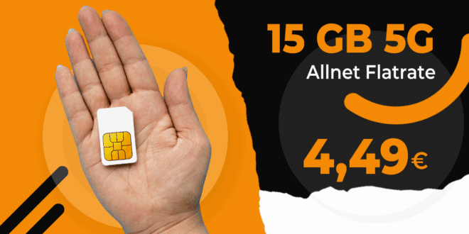 monatlich kündbar - 15GB Allnet Flat nur 4.49 Euro monatlich