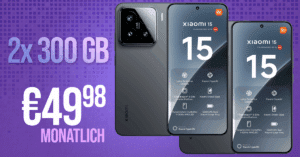 2x Xiaomi 15 für einmalig 99 Euro mit 2x 300GB Allnet Flat nur 49.98 Euro monatlich