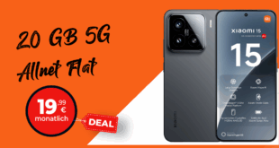 Xiaomi 15 für einmalig 99 Euro mit 20GB Allnet Flat und 50 Euro Wechselbonus nur 19.99 Euro monatlich