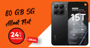 Xiaomi 15T Pro 512GB für einmalig 79 Euro mit 80GB Allnet Flat nur 24.99 Euro monatlich