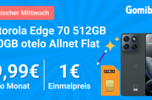 Motorola Edge 70 512GB & Zubehörpaket (Buds, Watch, Tag, Ladegerät) für einmalig 1 Euro mit 50GB Allnet Flat nur 19.99 Euro monatlich