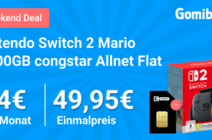 Nintendo Switch 2 Black inkl. Mario Kart World für einmalig 49.95 Euro mit 100GB Allnet Flat nur 24 Euro monatlich