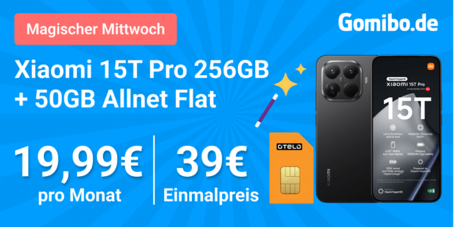 Xiaomi 15T Pro 256GB für einmalig 39 Euro mit 50GB Allnet Flat nur 19.99 Euro monatlich