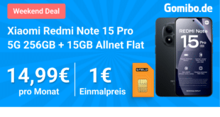 Xiaomi Redmi Note 15 Pro 256GB mit 15GB Allnet Flat nur 14.99 Euro monatlich