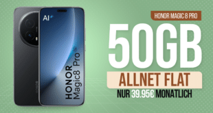 Honor Magic 8 Pro für einmalig 129 Euro mit 50GB Allnet Flat und 50 Euro Wechselbonus nur 39.95 Euro monatlich