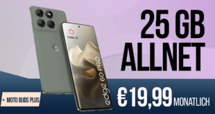 Motorola Edge 60 Pro 512GB & Moto Buds Plus mit 25GB Allnet Flat nur 19 Euro monatlich