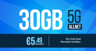 monatlich kündbar - 30GB Allnet Flat nur 5.49 Euro monatlich