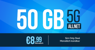 monatlich kündbar - 50GB Allnet Flat nur 8.99 Euro monatlich + 10€ BestChoice-Gutschein