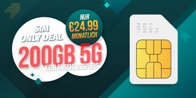 monatlich kündbar im Vodafone Netz – 200GB Allnet Flat nur 24.99 Euro monatlich