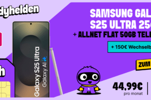 Samsung Galaxy S25 Ultra 256GB für einmalig 60 Euro mit 50GB Allnet Flat und 150 Euro Wechselbonus nur 44.99 Euro monatlich
